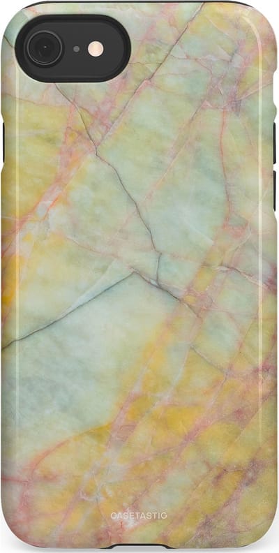 Casetastic hoesje geschikt voor Apple iPhone SE / Apple iPhone 7 / Apple iPhone 8 - Dubbellaagse bescherming - Zomer Marmer - Fashion Case - Mintgroen Geel