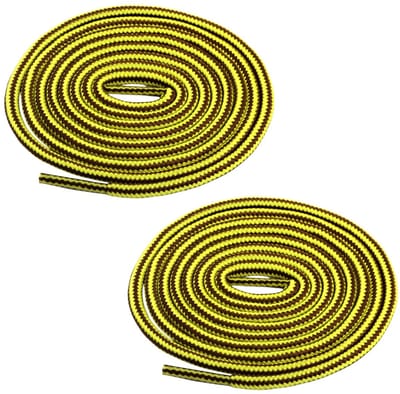 Fako Fashion - Schoenveters - Veters - Rond - Gevlochten Mix - 4mm - 120cm - 1 Paar - 2 Stuks - Bruin/Geel