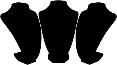 Allecto - Zwart Velours Ketting Display Buste - Sieraden Houder - 3 Pak - Organizer Voor Hangen van Chokers - Perfect Voor Dames - 23 cm Hoogte