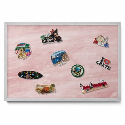 Tulup Magneetbord met Zilveren Frame - Roze Magneetbord met Ontwerpen - 60 cm x 40 cm - Pastelkleurige rotstextuur - Magnetisch Wandbord - Magnetisch Bord Kindvriendelijk - Memobord Magnetisch