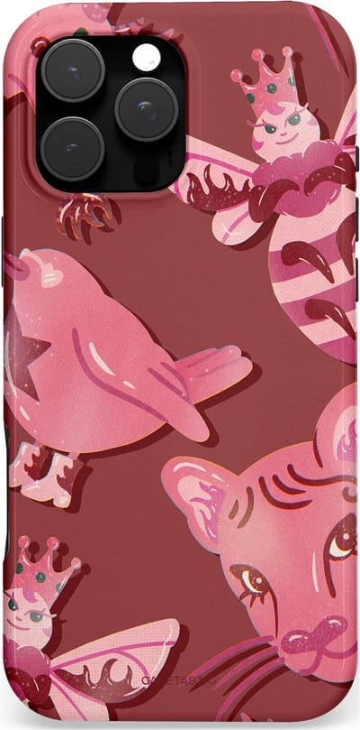 Casetastic hoesje geschikt voor Apple iPhone 16 Pro Max - MagSafe - Dubbellaagse bescherming - Luxe dieren - Fashion Case - Bordeaux Lichtroze