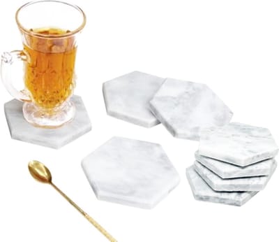Marmeren Onderzetters set van 8 stuks- Voor Glazen - Onderzetters Marmer - Non-slip