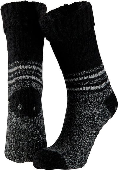 Apollo Huissokken/slofsokken - met anti slip zool - zwart - volwassenen - maat 43-46 - wol