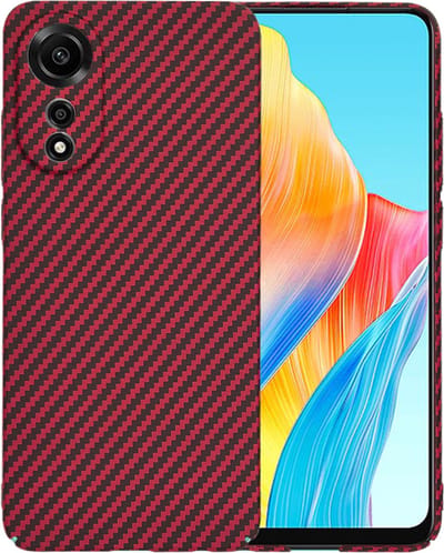 Hoesje geschikt voor Oppo A78 4G - Techsuit Carbonite FiberShell Carbon Back Cover - Rood