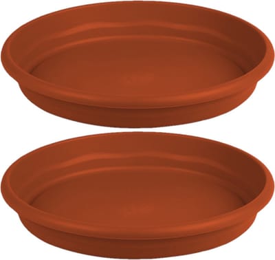 Hega Hogar Opvangbord - 2x - terracotta - kunststof - D29 cm - onderschaal/opvangbord