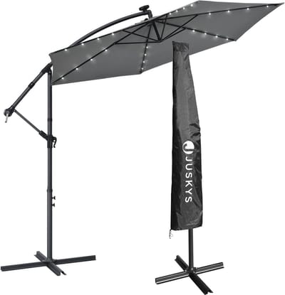 Zonnescherm met LED Verlichting en UV-bescherming - 350 cm Op zonne-energie