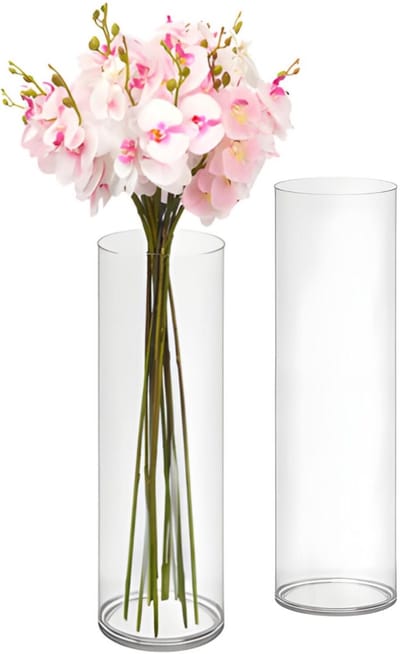 Giftdecor Bloemenvaas - 2x - helder acrylglas - D12 x H40 cm - cilinder - boeketvaas - 4,5 liter