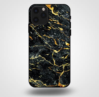 Smartphonica Telefoonhoesje voor iPhone 11 Pro met marmer opdruk - TPU backcover case marble design - Goud Zwart geschikt voor iPhone 11 Pro