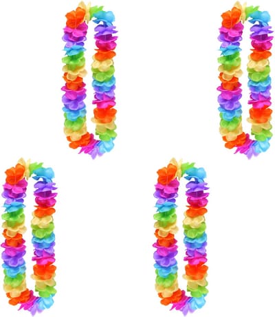 Henbrandt Hawaii krans slinger - 4x - regenboog kleuren mix - Carnaval - Themafeest - Pride - 100 cm