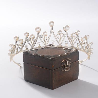 Bruid Parel Bruiloft Kroon Tiara Haaraccessoires Fashion Model Catwalk Kroon Verjaardagsfeest gray