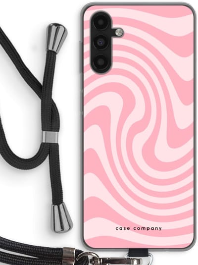 Case Company® - Hoesje met koord geschikt voor Samsung Galaxy A13 5G hoesje met Koord - Swirl Roos - Telefoonhoesje met Zwart Koord - Bescherming aan alle Kanten en Over de Schermrand