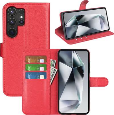 MobyDefend Hoesje - Geschikt voor Samsung Galaxy S25 Ultra - Kunstleren Wallet Book Case (Sluiting Voorkant) - Rood