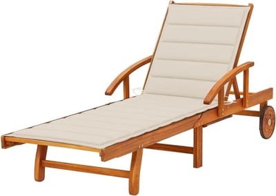 Tuinligstoel met kussen - Zonnebed relaxstoel - Buiten ontspannen - Verstelbare rug en voetensteun - 200 cm lengte - Beige