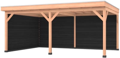 Douglas overkapping, 600 x 400, met zwarte achterwand en zijwand, Westwood Comfort Plus