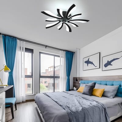 Haobosic - Moderne plafondlamp, 50W, 5625lm, LED-verlichting, ideaal voor woonkamer of slaapkamer, 72cm, 6500K koelwit licht, zwart