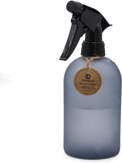 Glazen spuitfles, handdruk plantenmist met toppomp, 0,43 liter matglazen spuitfles met verstelbaar mondstuk voor tuinieren en schoonmaken (grijs)