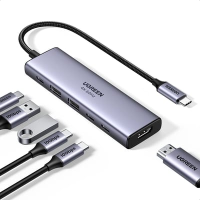 Ugreen USB-C Hub 6-in-1 HDMI - 2x USB-A 3.2 - 2x USB-C 3.2 - PD Docking Dock Grijs