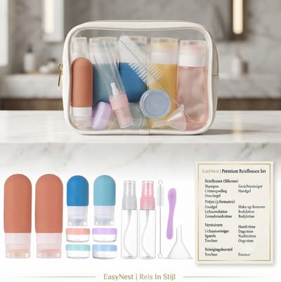 17 Stuks Reisflesjes Set – Navulbare Travel Bottles voor Vloeistoffen – Shampoo, Douchegel en Cosmetica – Lekvrije Reisaccessoires voor Vakantie en Vliegtuig