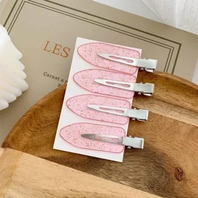 4 stuks Kersenroze Naadloze Rand Clip Vrouwen Meisje Zoete Schoonheid Geen Knip Haar Zijclip Eendenbekclip Pony Haarspeld Haarstijl Tool