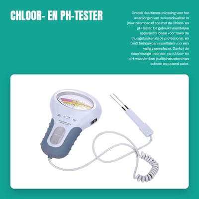 Dailygoods- pH-tester met sonde - Chloor-/pH-tester - Waterkwaliteitsanalysator - Compact - Voor zwembad/spa - Kalibratie met 1,5 ppm chloor - Waterkwaliteitstest