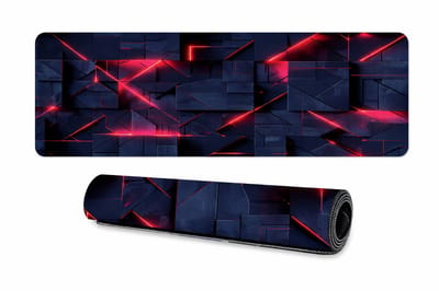 Bureau Onderlegger XXL 800x300 mm – Premium Muismat Groot – Antislip & Waterbestendig – Stijlvol Design Zwart met Rode Lichtlijnen