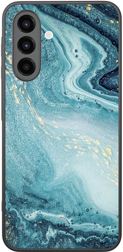 Leuke Telefoonhoesjes - Hoesje geschikt voor Samsung Galaxy A26 - Marmer blauw - Backcover zwart - Marmer - Blauw