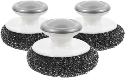 3 Stuks Roestvrijstalen Scrubber Met Handvat Staalwol Scrubber Afwasborstel Metalen Spons Potten Pannen Gootsteengrills