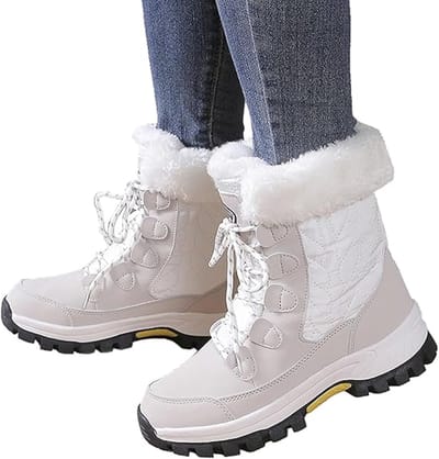 Snowboots Waterdichte -Warme Sneeuwlaarzen met Bontvoering - Antislip Voor Buiten - Halverwege Kuit - Comfortabel voor Wandelen-40 maat