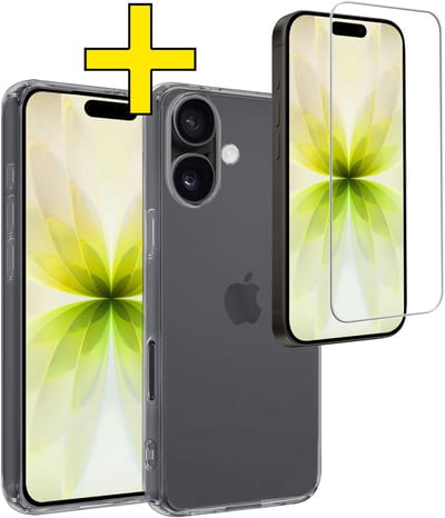 Hoesje - Met Screenprotector - Geschikt voor Apple iPhone 17 - Sterk & Shockproof - Back Cover - Siliconen Case - Telefoon Hoes - Telefoonhoesjes - Transparant