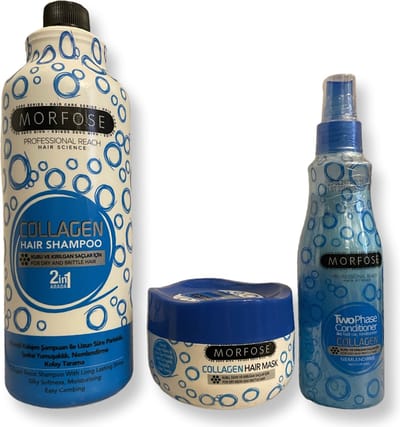 MORFOSE COLLAGEN HAIR SHAMPOO 2 IN 1 1000 ML & COLLAGEN HAIR MASK 250 ML & TWOOPHASE CONDITIONER 220 ML