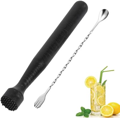 Dailygoods - Stamper voor cocktails, cocktailstamper, cocktailstamper, bar, barlepel met stamper, cocktail muddler mixer, stamper, roestvrij staal, professionele drankmixer, voor het debuggen van heerlijke cocktails