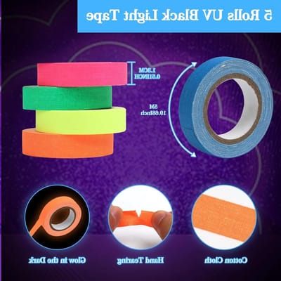 5 Stuks Neon Plakband voor Zwart Licht, UV Fluorescent Tape, Luminous Gaffers Tape voor Feestdecoratie en Halloween Handicrafts - 13mmx5m