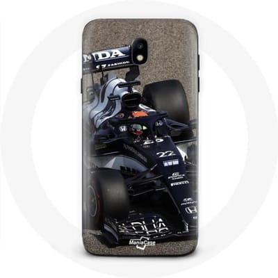 Samsung Galaxy J3 2017 Hoesje Formule 1 Yuki Tsunoda F1 Racing Driver Blauw blauw