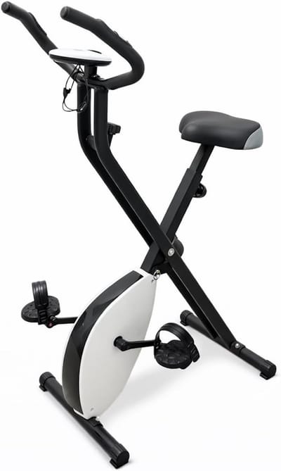 Opvouwbare Hometrainer - Compacte Fitnessfiets - Thuis Trainen - Instelbare Weerstand - 135cm Hoog - Wit