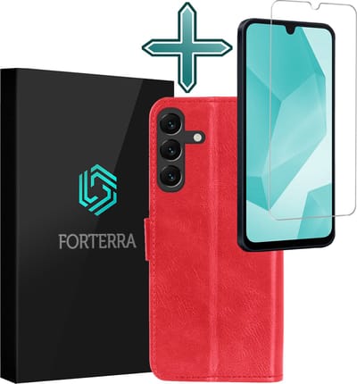 Hoesje Met Screenprotector - Geschikt voor Samsung Galaxy A16 - Luxe Pasjeshouder - Flipcase - Bookcase Portemonee - Flip Case - Kunstleer Book Case - Book Cover - Walletcase - Portemonneehoes - Rood