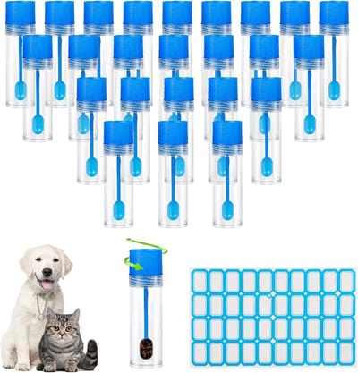 Set van 25 Levensmiddelenbuizen voor Stoelmonsters, 15 ml, Lekvrij met Lepel, Geschikt voor Dieren, Pathologie en Histologie Testen