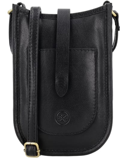 Hide & Stitches Jura Telefoontasje - Phonebag - Crossbody - Schoudertas - Leer - Unisex - Dames - Heren - Leren Dames Tas - Zwart