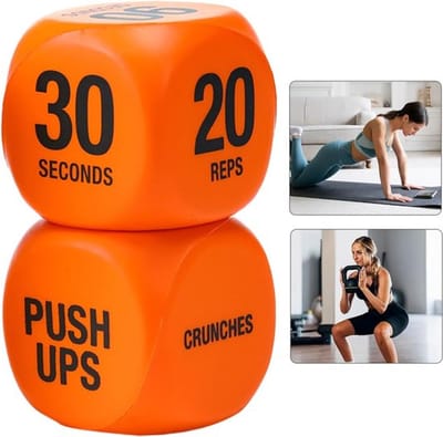 Fitness Dobbelstenen Set van 2 - Workout Dice - Oefeningen & Herhalingen - Fitnessspel - Thuistraining - HIIT - Krachttraining - Oranje
