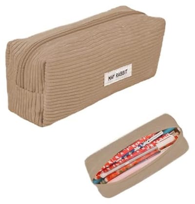 YALiya Etui van corduroy stof, draagbaar, opbergtas, etui met grote inhoud, pennenetui met praktische ritssluiting, voor school, thuis en op kantoor, A, 6*19*7cm, Lichtgewicht