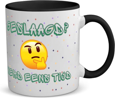 Akyol - geslaagd werd eens tijd koffiemok - theemok - zwart - Geslaagd - geslaagde - diploma - cadeau voor iemand die is gelsaagd - 350 ML inhoud