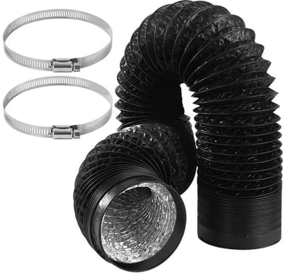 Afvoerslang 100 mm - 2,5 m lengte - Aluminium en PVC met roestvrijstalen klemmen voor airconditioning en ventilatie