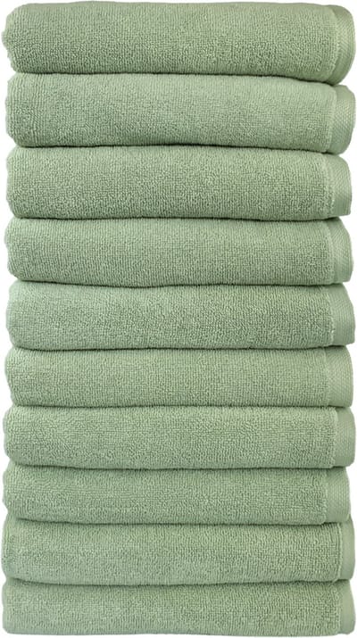 Biologische Handdoekenset - 50x100cm - 10 Stuks - 100% Katoen - GOTS & Vegan - Hotelkwaliteit - Lichtgroen - De Linde Home