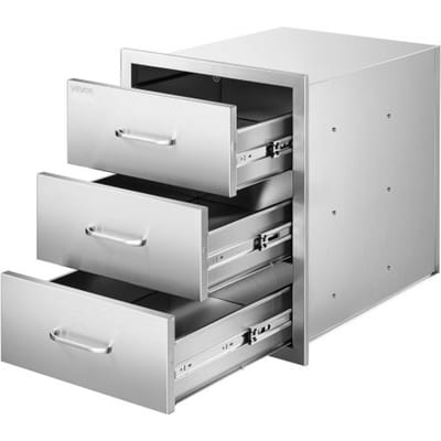 VEVOR Buitenkeukenlades 46 x 59 x 59 cm (B x D x H), Grilllades met 3 lades en roestvrijstalen handgrepen, Grilllades voor buitenkeuken en grilleiland/terrasgrillstation