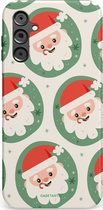 Casetastic hoesje geschikt voor Samsung Galaxy A14 (2023) 5G / Samsung Galaxy A14 (2023) 4G - Dubbellaagse bescherming - Zuurstok Groen Witte Kerstman - Fashion Case - Wit Saliegroen Crème Terracotta