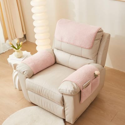 3 stuks/set Lamp Pluche Relaxfauteuil Sofa Mat Effen Kleur Zachte Leunstoel Rugleuning Armleuning Handdoek Eénpersoonsbank Stofkussen met Opbergzakken 1 Seat (3pcs )