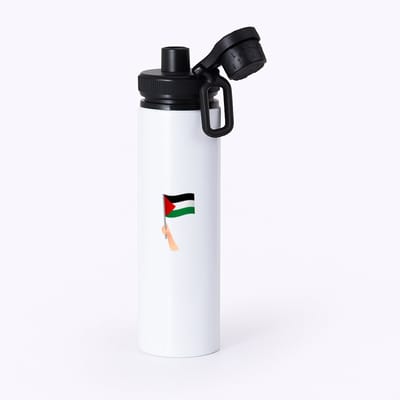 Hacebo® - Palestina vlag met hand waterfles met draaidop zwart - mensen die liefde willen geven aan Palestina - degene die van Palestina houden - supporten - oorlog - verjaardagscadeautje - gift - geschenk - kado - water fles - 850ML