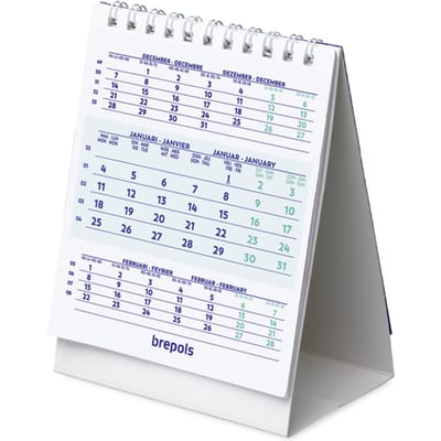 Brepols Bureaukalender kwartaal 2025 staand 10x13 spiraal