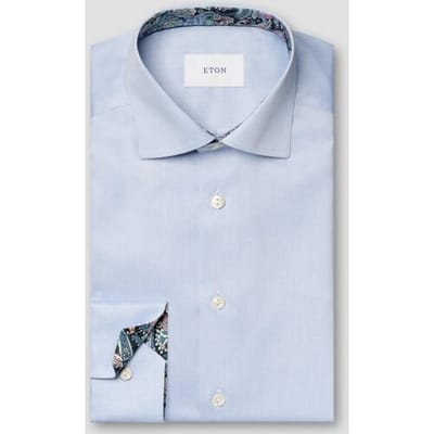 Eton Overhemd Siganture Twill Subtle Fantasy Paisley Contrast Fabric Licht Blauw / male