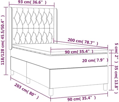vidaXL - Boxspring - met - matras - fluweel - donkergroen - 90x200 - cm