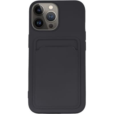 ShieldCase telefoonhoesje geschikt voor Apple iPhone 13 Pro siliconen hoesje met pasjeshouder - Donkerblauw - Siliconen hoesje - Shockproof case hoesje pashouder - Backcover case pasjeshouder